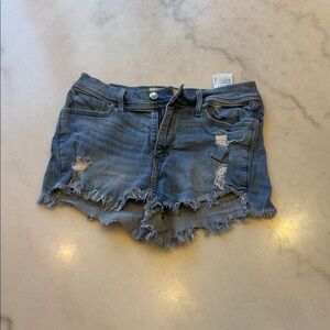 Hollister Light Blue Distressed Denim Jean Shorts